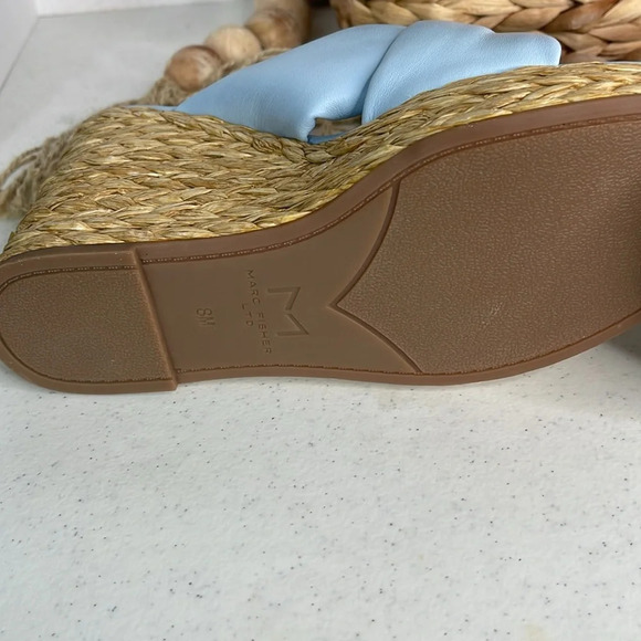 Marc Fisher Navina Espadrille Wedge Sandal Light Blue Leather Sz 8/Light Blue - Picture 6 of 9